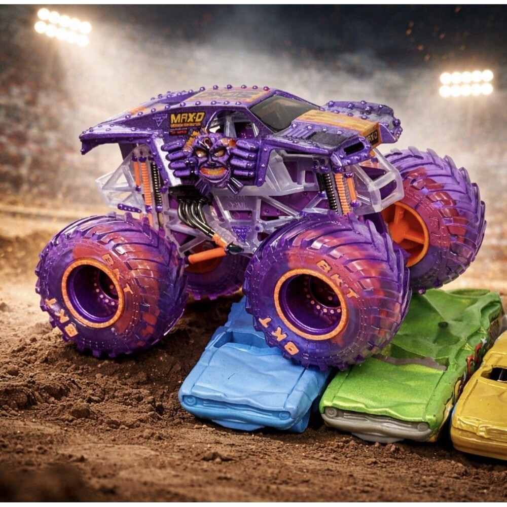Custom Max D Maximum Destruction Monster Jam 1:64 Truck Purple & Orange Ghost
